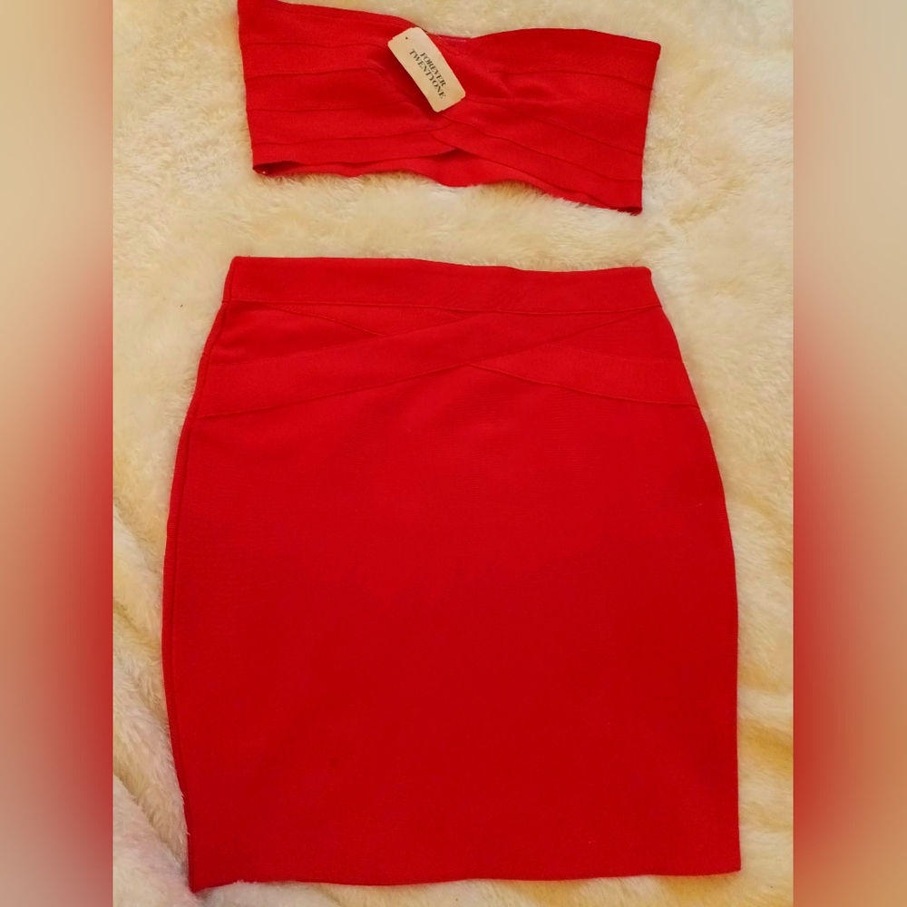Forever 21 Red Bandage skirt and top